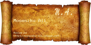 Moseszku Ali névjegykártya